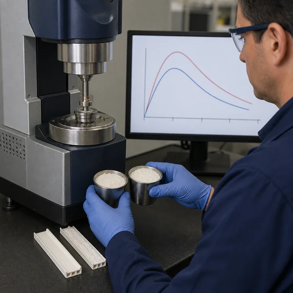 Rigid PVC laboratory comparison using a torque rheometer and two metallic stearate formulations