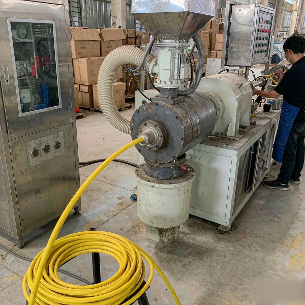 Extrusion line producing flame-retardant PVC cable